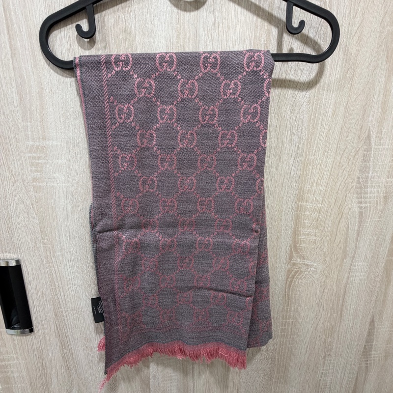 Gucci 羊毛雙面緹花GG logo圍巾-1