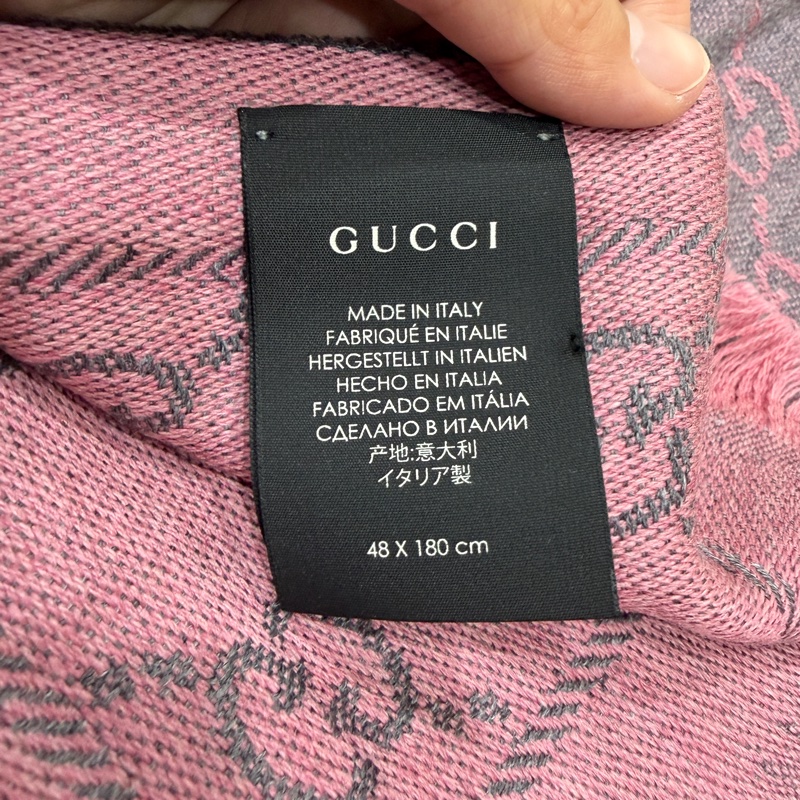 Gucci 羊毛雙面緹花GG logo圍巾-2