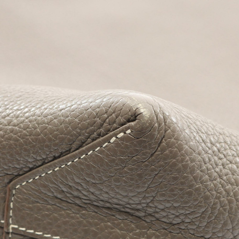 愛馬仕 Double Sens 45 手提包，Taurillon Clemence 皮革，女士灰色/米色-6