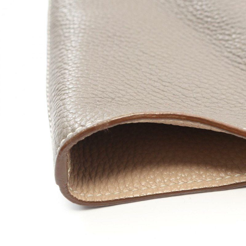 愛馬仕 Double Sens 45 手提包，Taurillon Clemence 皮革，女士灰色/米色-7