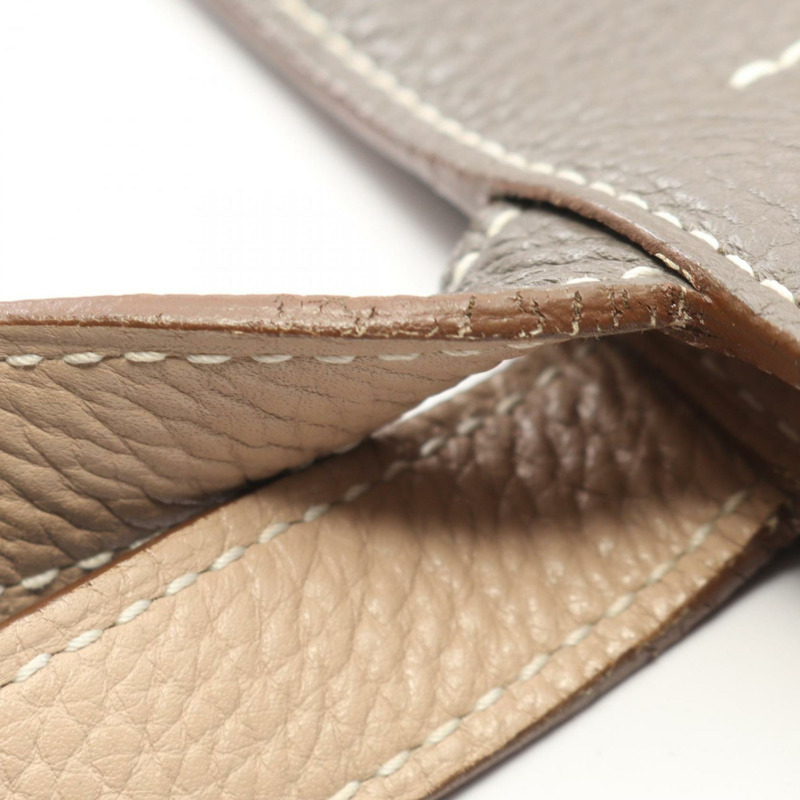 愛馬仕 Double Sens 45 手提包，Taurillon Clemence 皮革，女士灰色/米色-8