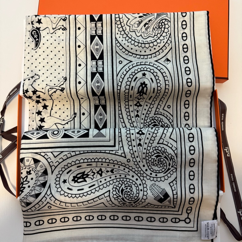 💖Hermes 140 cashmere 絲巾 披肩 圍巾💖 心之馬 全新-5