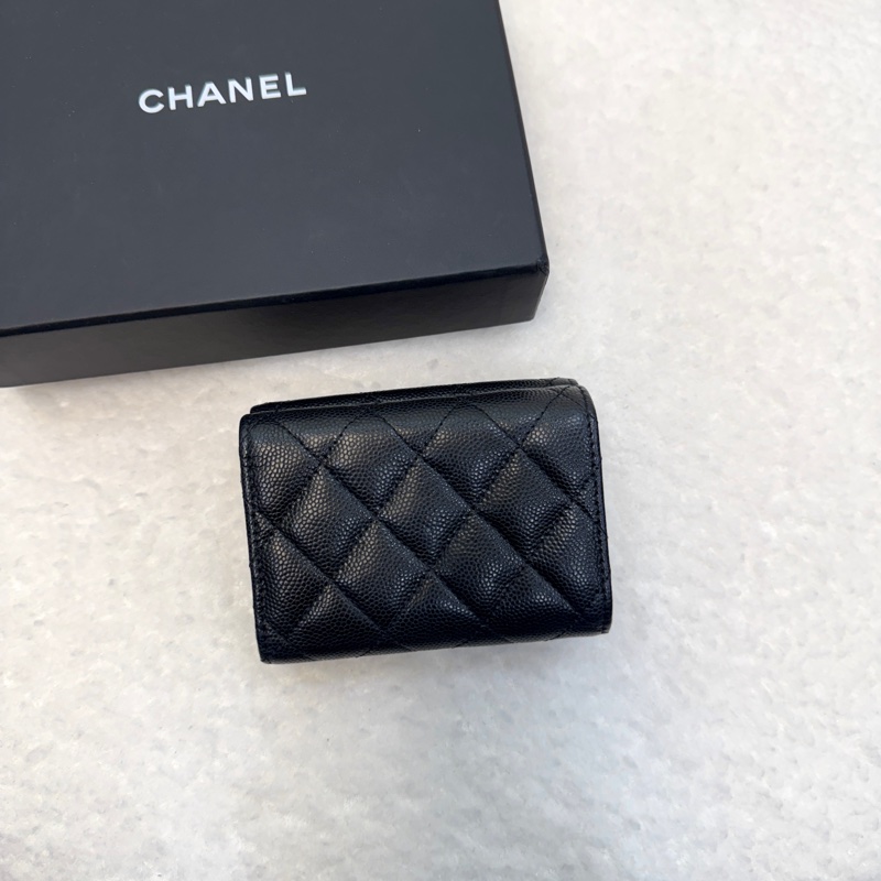 香奈兒 CHANEL 24C 黑白熊貓魚子醬迷你短夾 19系列 三折mini短夾AP3713-2