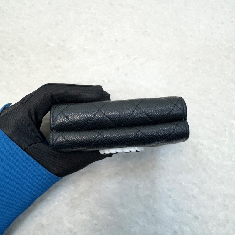 香奈兒 CHANEL 24C 黑白熊貓魚子醬迷你短夾 19系列 三折mini短夾AP3713-6