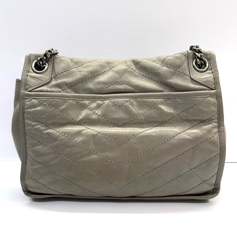 YSL 聖羅蘭 灰色牛皮肩背斜背包 NIKI 498894-1