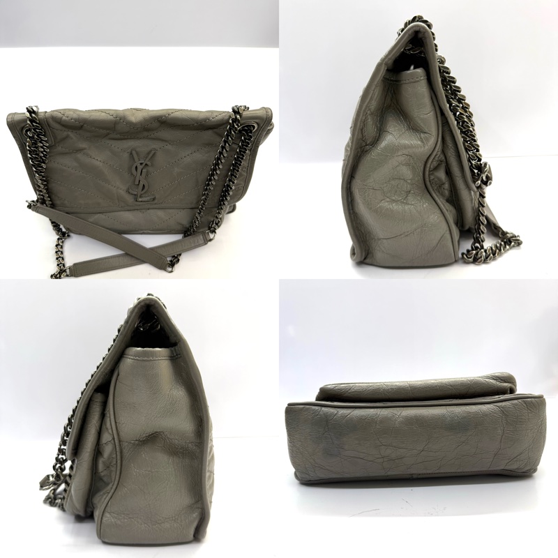 YSL 聖羅蘭 灰色牛皮肩背斜背包 NIKI 498894-2