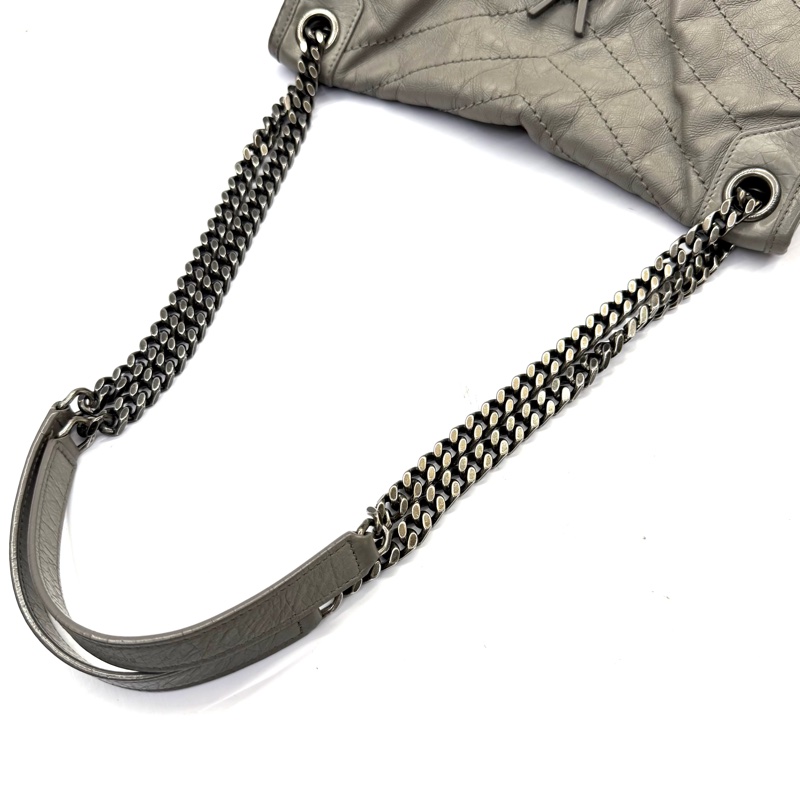 YSL 聖羅蘭 灰色牛皮肩背斜背包 NIKI 498894-4