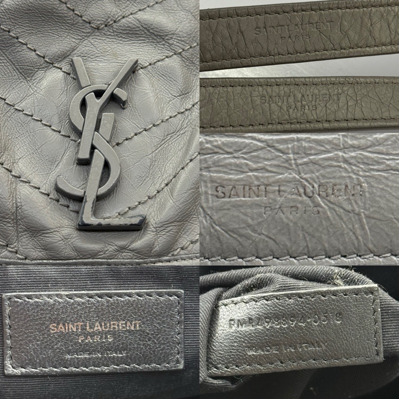 YSL 聖羅蘭 灰色牛皮肩背斜背包 NIKI 498894-5