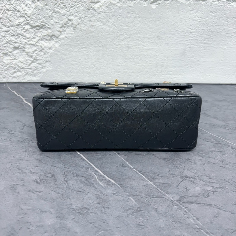 Chanel香奈兒 2.55巴黎鐵塔 貓咪 香水瓶徽章限量款 小號 黑金 尺寸約24×15×8 罕見款 經典收藏款-5