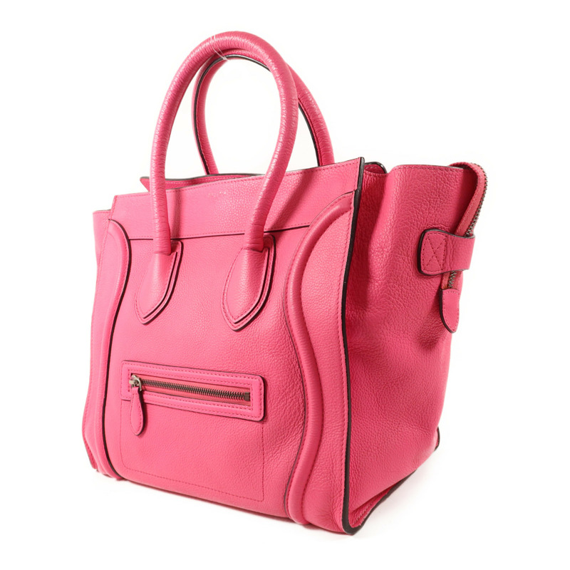 CELINE 牛皮皮革Mini Luggage銀扣手挽袋-2