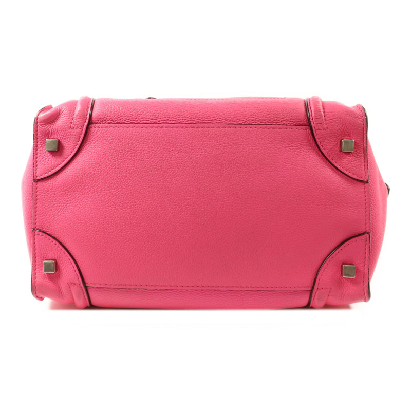 CELINE 牛皮皮革Mini Luggage銀扣手挽袋-3