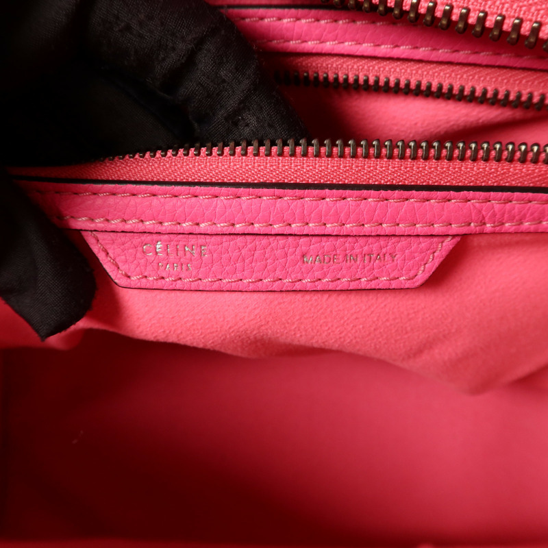 CELINE 牛皮皮革Mini Luggage銀扣手挽袋-5