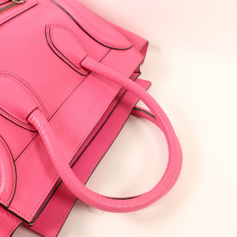 CELINE 牛皮皮革Mini Luggage銀扣手挽袋-7