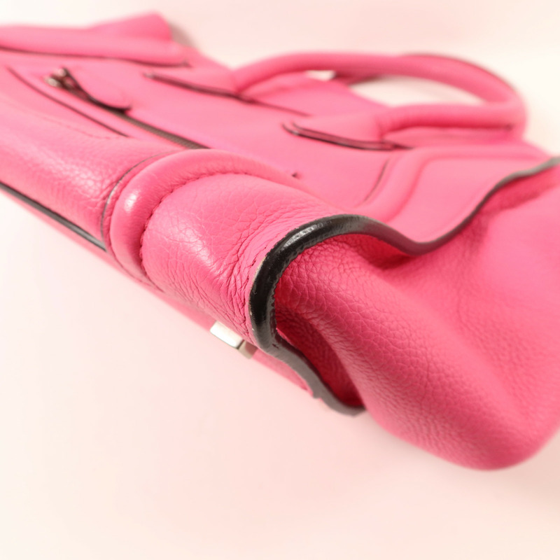 CELINE 牛皮皮革Mini Luggage銀扣手挽袋-9