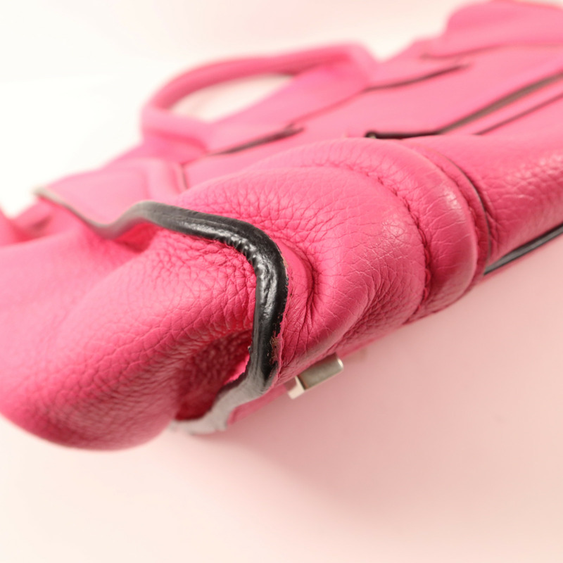 CELINE 牛皮皮革Mini Luggage銀扣手挽袋-10