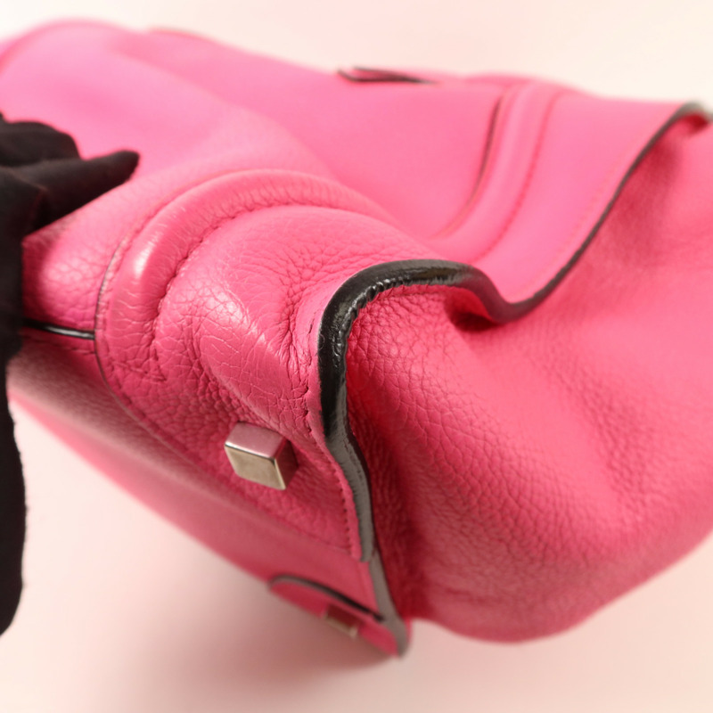 CELINE 牛皮皮革Mini Luggage銀扣手挽袋-11