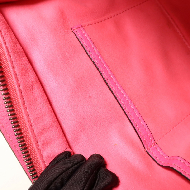 CELINE 牛皮皮革Mini Luggage銀扣手挽袋-15