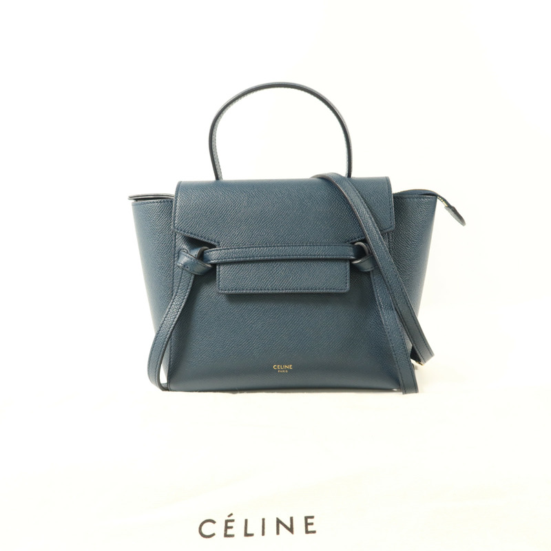 CELINE 牛皮皮革Mini Belt Bag金扣手挽肩背兩用袋-9