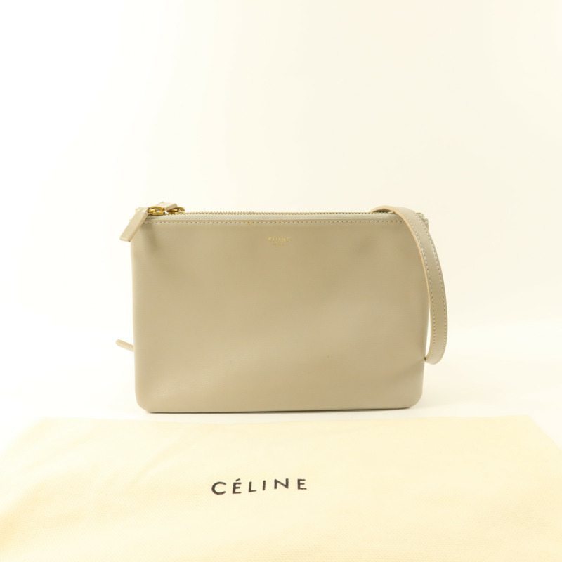 CELINE 牛皮皮革Trio Bag金扣肩背袋-10