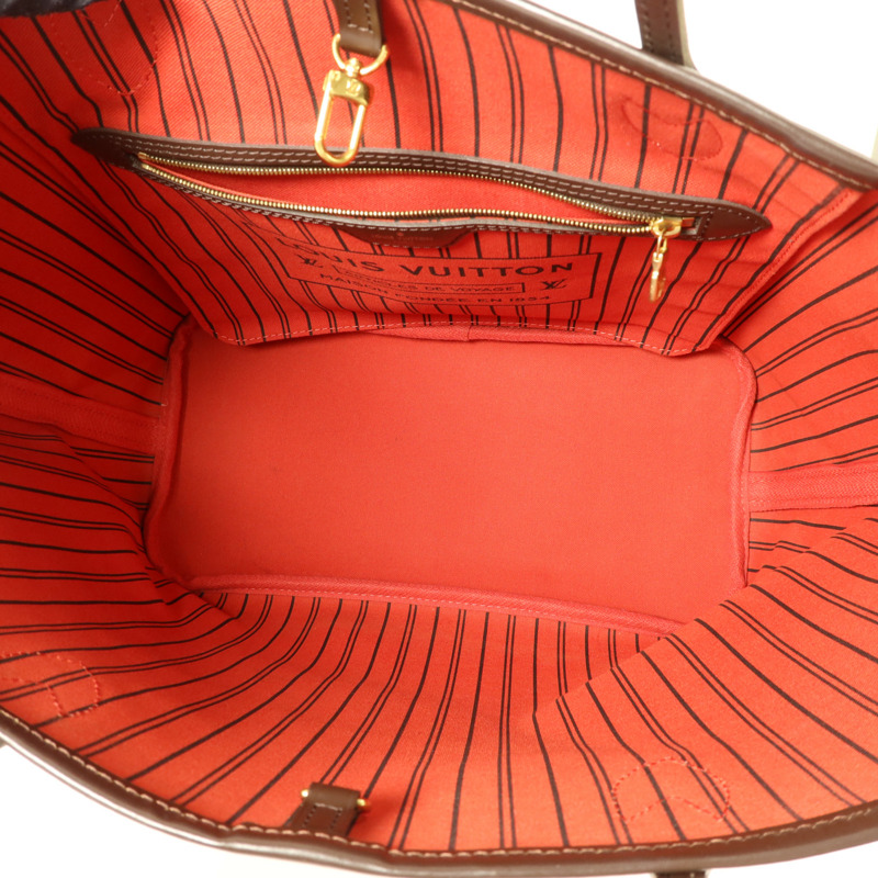 LOUIS VUITTON Damier Neverfull MM金扣手挽袋-4