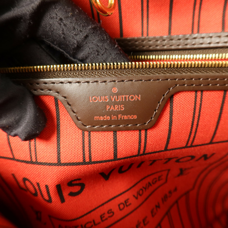 LOUIS VUITTON Damier Neverfull MM金扣手挽袋-5