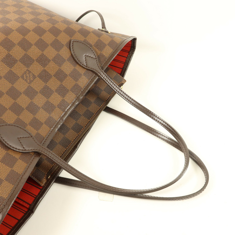 LOUIS VUITTON Damier Neverfull MM金扣手挽袋-6