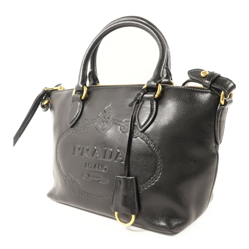 PRADA 牛皮皮革2 Way Shoulder金扣手挽肩背兩用袋-2