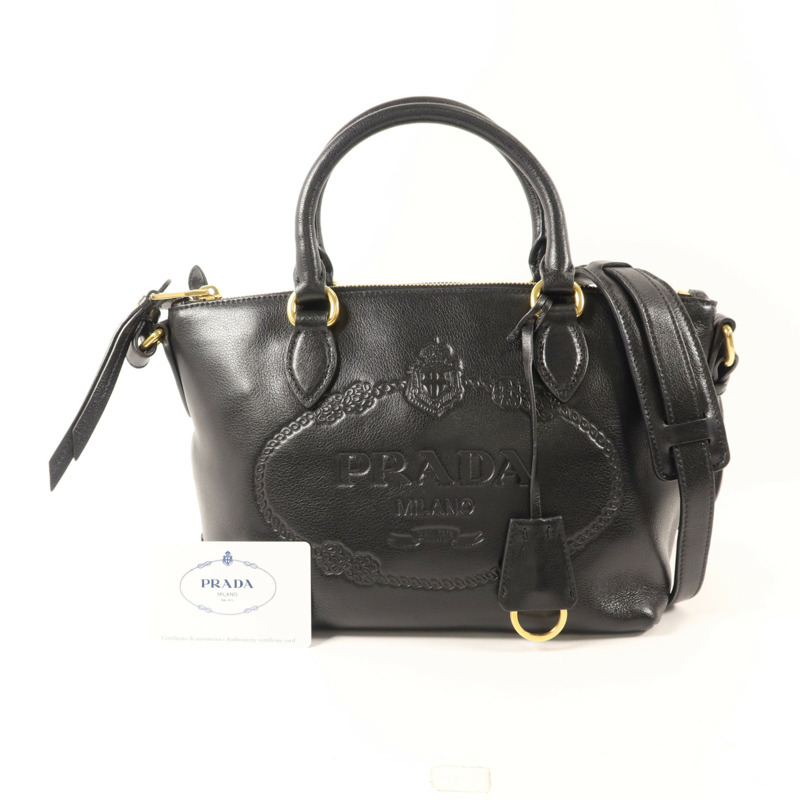 PRADA 牛皮皮革2 Way Shoulder金扣手挽肩背兩用袋-9