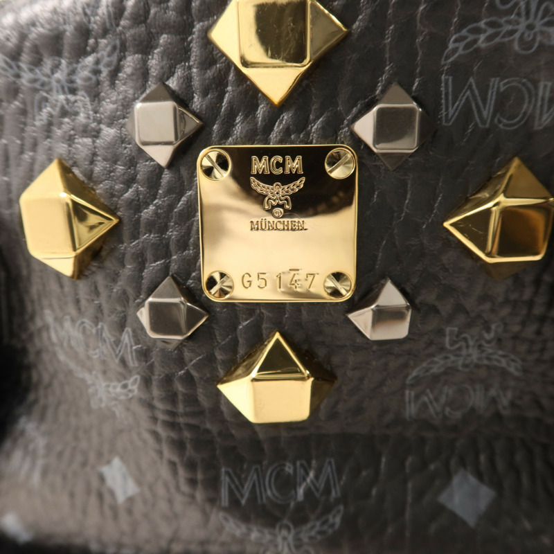 MCM 牛皮皮革Backpack金扣背包-8