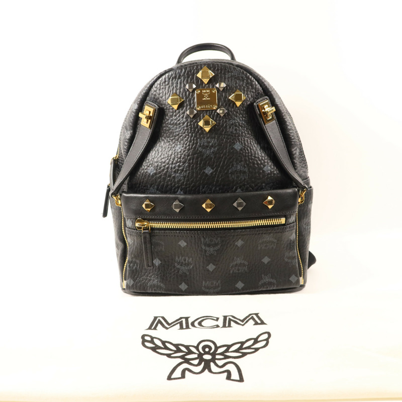 MCM 牛皮皮革Backpack金扣背包-9