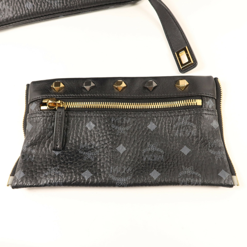 MCM 牛皮皮革Backpack金扣背包-10