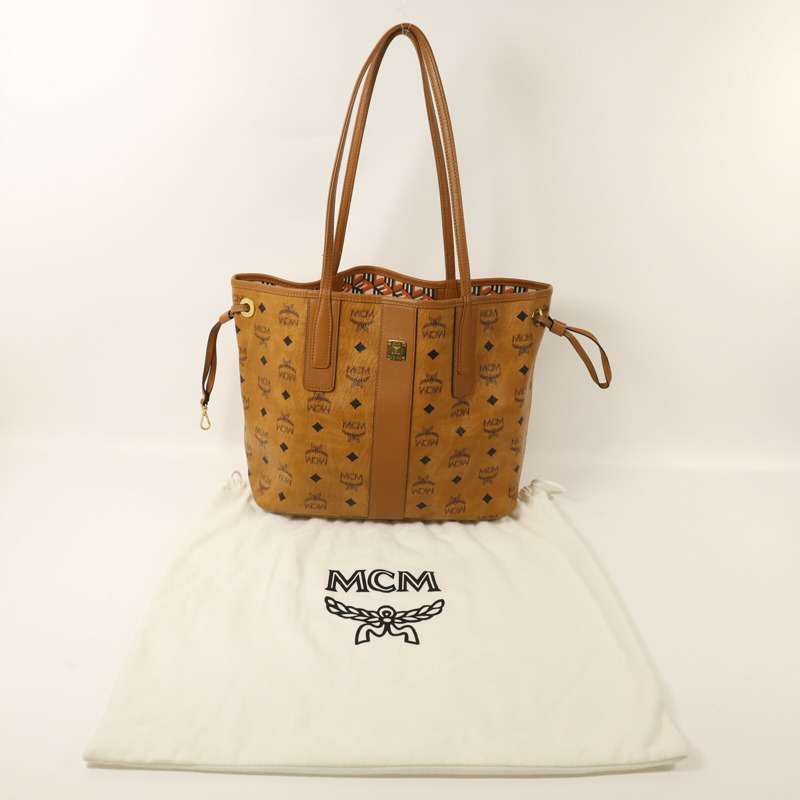 MCM 牛皮皮革Tote Bag金扣手挽袋-8