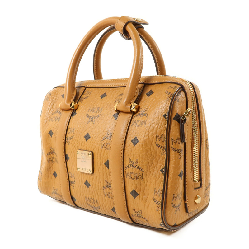 MCM 牛皮皮革Boston Bag金扣手挽肩背兩用袋-2