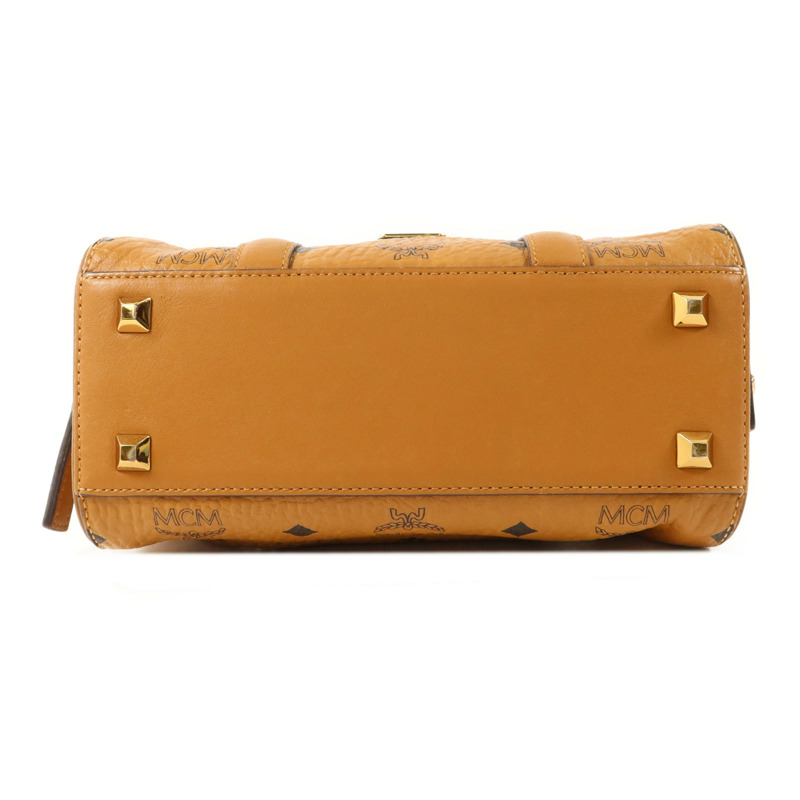 MCM 牛皮皮革Boston Bag金扣手挽肩背兩用袋-3