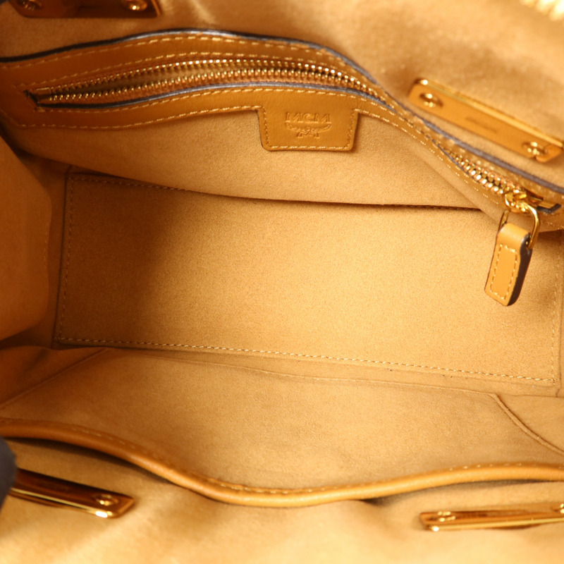 MCM 牛皮皮革Boston Bag金扣手挽肩背兩用袋-4