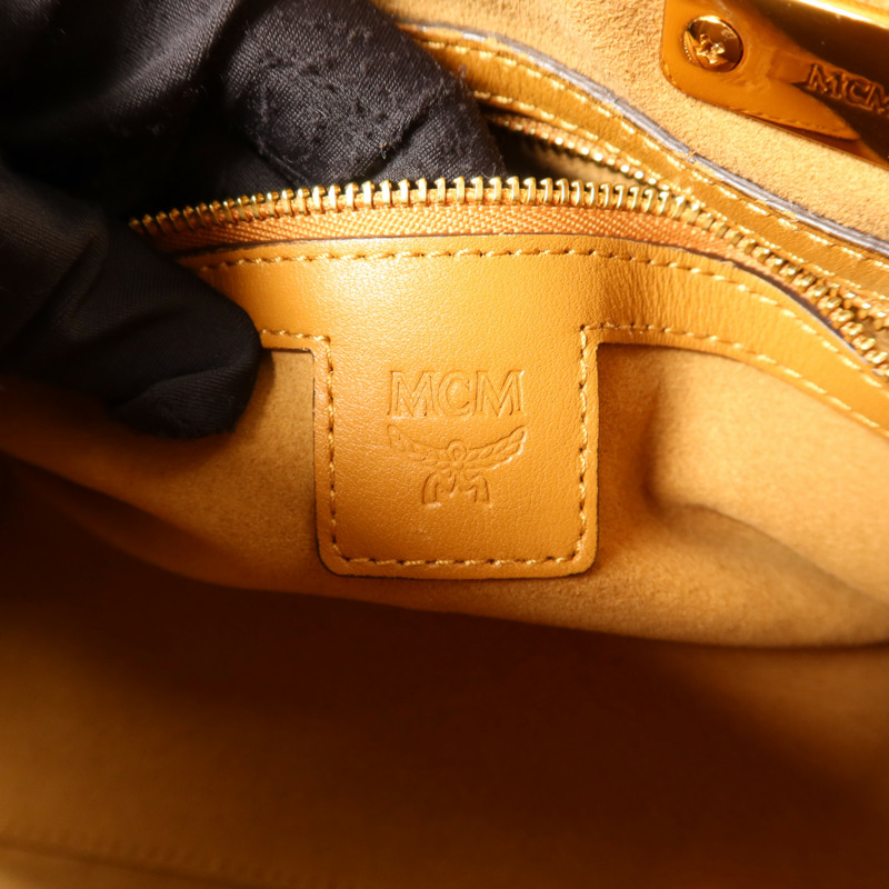 MCM 牛皮皮革Boston Bag金扣手挽肩背兩用袋-5