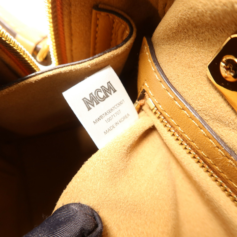MCM 牛皮皮革Boston Bag金扣手挽肩背兩用袋-6