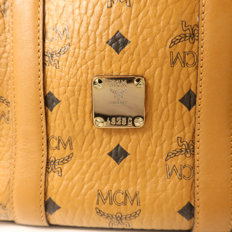 MCM 牛皮皮革Boston Bag金扣手挽肩背兩用袋-8