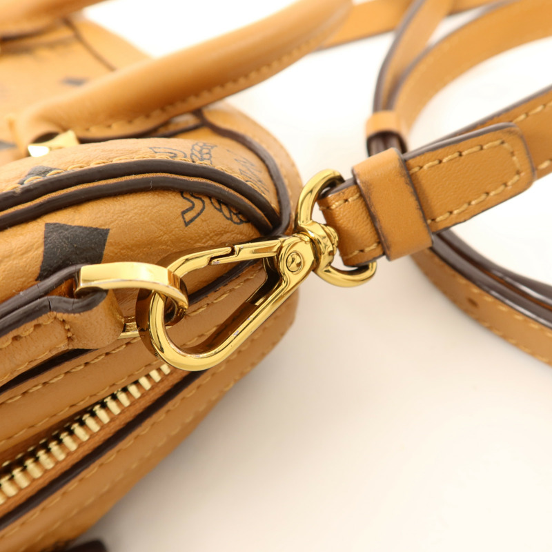 MCM 牛皮皮革Boston Bag金扣手挽肩背兩用袋-10