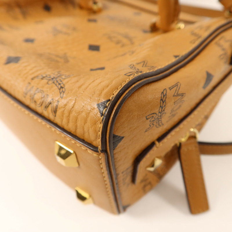 MCM 牛皮皮革Boston Bag金扣手挽肩背兩用袋-13