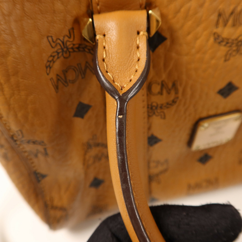 MCM 牛皮皮革Boston Bag金扣手挽肩背兩用袋-15