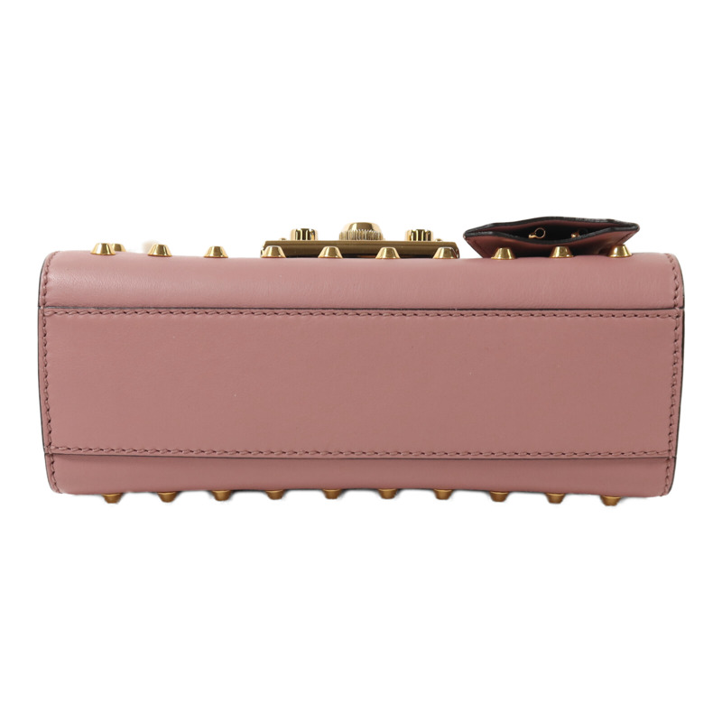 GUCCI 牛皮皮革Padlock Pearl Bag金扣鏈帶肩背袋-3