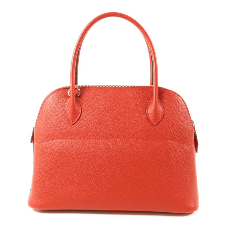 HERMES Epsom皮革Bolide 27銀扣手挽肩背兩用袋Rouge Casaque-1