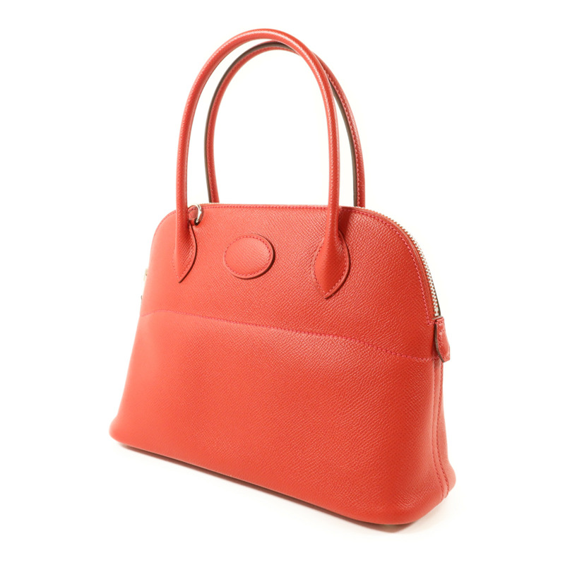 HERMES Epsom皮革Bolide 27銀扣手挽肩背兩用袋Rouge Casaque-2