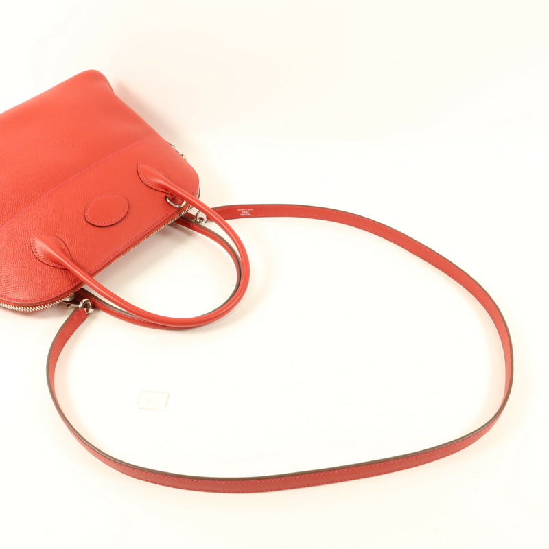HERMES Epsom皮革Bolide 27銀扣手挽肩背兩用袋Rouge Casaque-4