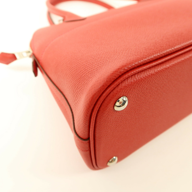 HERMES Epsom皮革Bolide 27銀扣手挽肩背兩用袋Rouge Casaque-13