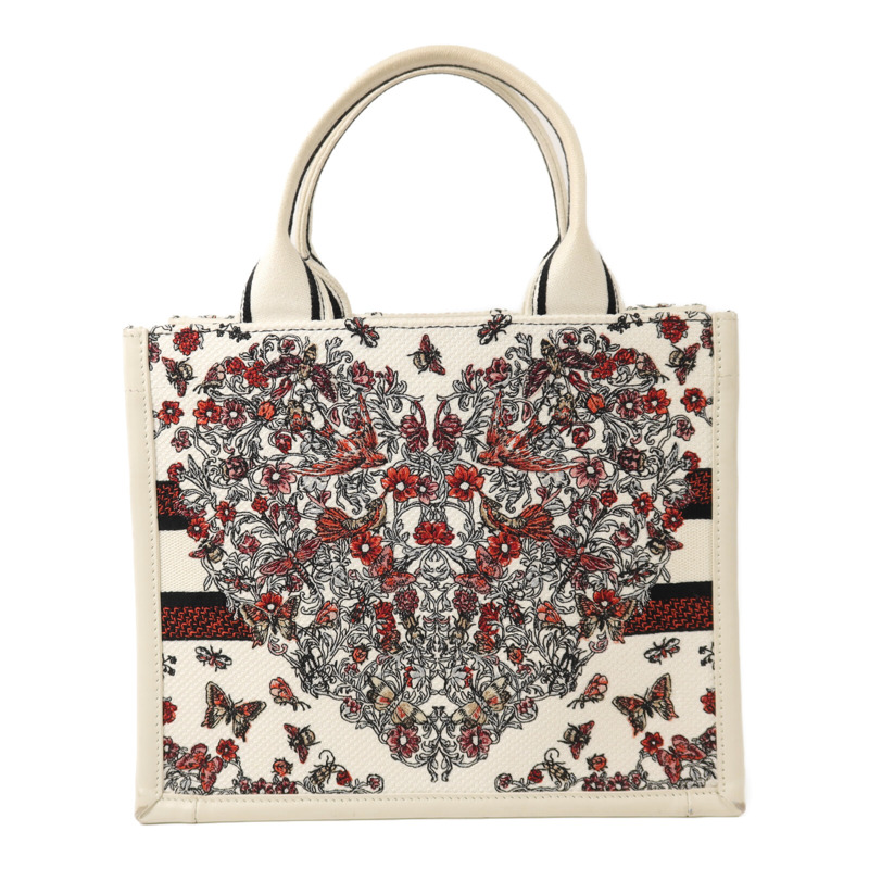 Dior 牛皮皮革/帆布Book Tote PM金扣手挽肩背兩用袋-1