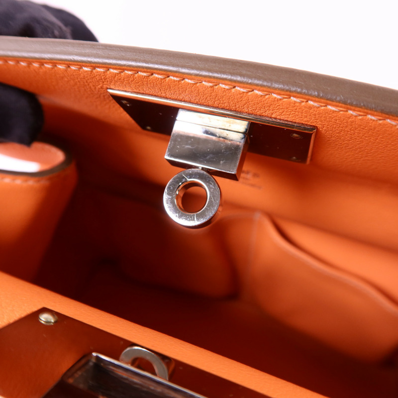 HERMES Swift皮革Tool Box 20銀扣手挽肩背兩用袋Crevette-8