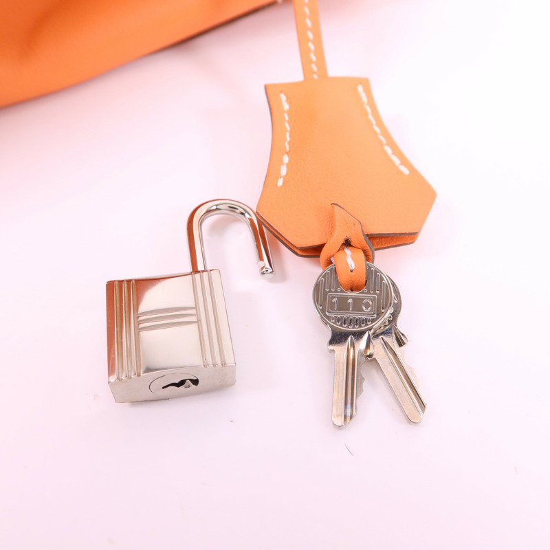 HERMES Swift皮革Tool Box 20銀扣手挽肩背兩用袋Crevette-10