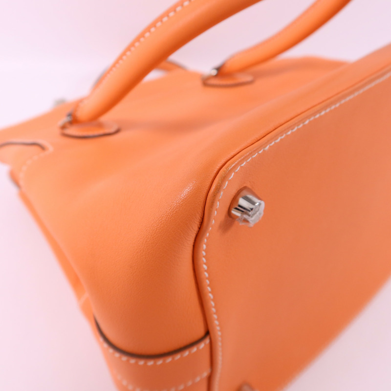 HERMES Swift皮革Tool Box 20銀扣手挽肩背兩用袋Crevette-15